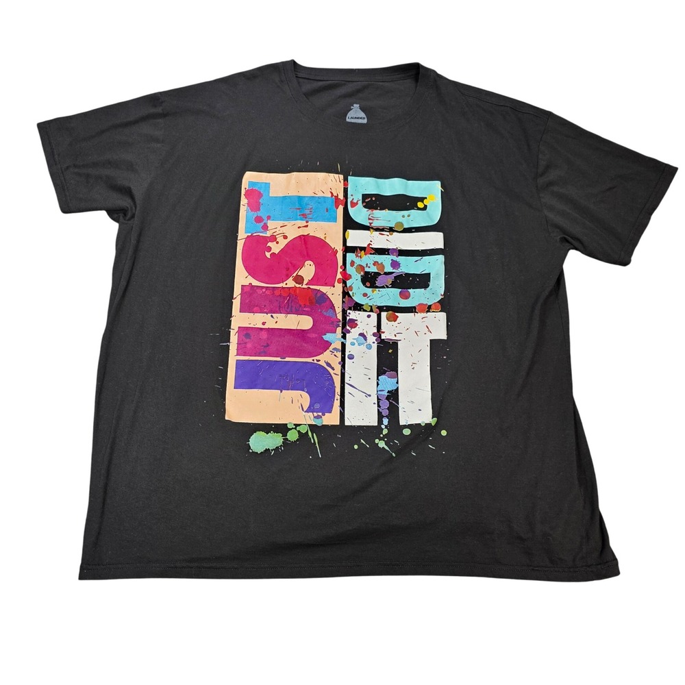 Launder Just Did It Paint Splatter T-Shirt Men's Size 3XL Black Streetwear
